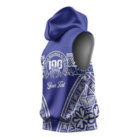 Personalised Queen Salote College Sleeveless Hoodie Kolisi Fefine 100th Anniversary Kupesi Blue LT14 - Polynesian Pride