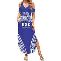 Personalised Queen Salote College Summer Maxi Dress Kolisi Fefine 100th Anniversary Kupesi Blue LT14 Women Blue - Polynesian Pride
