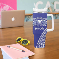 Personalised Queen Salote College Tumbler With Handle Kolisi Fefine 100th Anniversary Kupesi Blue LT14 - Polynesian Pride