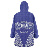 Personalised Queen Salote College Wearable Blanket Hoodie Kolisi Fefine 100th Anniversary Kupesi Blue LT14 - Polynesian Pride