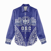 Personalised Queen Salote College Women Casual Shirt Kolisi Fefine 100th Anniversary Kupesi Blue LT14 - Polynesian Pride