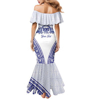 Personalised Queen Salote College Family Matching Mermaid Dress and Hawaiian Shirt Kolisi Fefine 100th Anniversary Kupesi White LT14 - Polynesian Pride