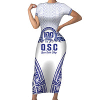 Personalised Queen Salote College Family Matching Short Sleeve Bodycon Dress and Hawaiian Shirt Kolisi Fefine 100th Anniversary Kupesi White LT14 Mom's Dress White - Polynesian Pride