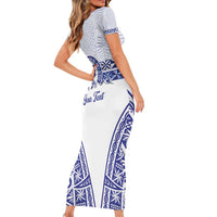 Personalised Queen Salote College Family Matching Short Sleeve Bodycon Dress and Hawaiian Shirt Kolisi Fefine 100th Anniversary Kupesi White LT14 - Polynesian Pride