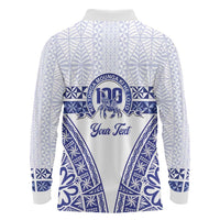 Personalised Queen Salote College Long Sleeve Polo Shirt Kolisi Fefine 100th Anniversary Kupesi White LT14 - Polynesian Pride