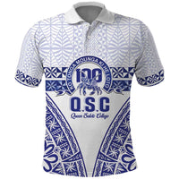 Personalised Queen Salote College Polo Shirt Kolisi Fefine 100th Anniversary Kupesi White LT14 White - Polynesian Pride