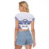 Personalised Queen Salote College Raglan Cropped T Shirt Kolisi Fefine 100th Anniversary Kupesi White LT14 - Polynesian Pride