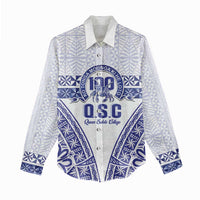 Personalised Queen Salote College Women Casual Shirt Kolisi Fefine 100th Anniversary Kupesi White LT14 - Polynesian Pride