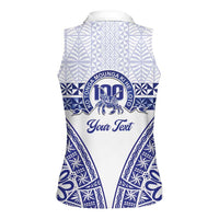 Personalised Queen Salote College Women Sleeveless Polo Shirt Kolisi Fefine 100th Anniversary Kupesi White LT14 - Polynesian Pride