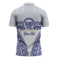 Personalised Queen Salote College Zipper Polo Shirt Kolisi Fefine 100th Anniversary Kupesi White LT14 - Polynesian Pride