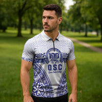 Personalised Queen Salote College Zipper Polo Shirt Kolisi Fefine 100th Anniversary Kupesi White LT14 - Polynesian Pride