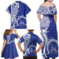 Personalised Queen Salote College Family Matching Off Shoulder Maxi Dress and Hawaiian Shirt QSC Est 1926 Ngatu Pattern LT14 - Polynesian Pride