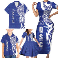 Personalised Queen Salote College Family Matching Short Sleeve Bodycon Dress and Hawaiian Shirt QSC Est 1926 Ngatu Pattern LT14 - Polynesian Pride