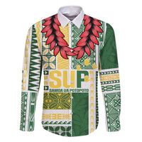 Samoa Uniting Party Family Matching Long Sleeve Bodycon Dress and Hawaiian Shirt SUP Est 2025 Siapo Pattern LT14 Dad's Shirt - Long Sleeve White - Polynesian Pride