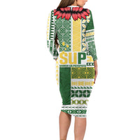 Samoa Uniting Party Family Matching Long Sleeve Bodycon Dress and Hawaiian Shirt SUP Est 2025 Siapo Pattern LT14 - Polynesian Pride