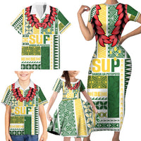Samoa Uniting Party Family Matching Short Sleeve Bodycon Dress and Hawaiian Shirt SUP Est 2025 Siapo Pattern LT14 - Polynesian Pride