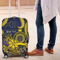 Personalised Niue Peniamina Gospel Day Luggage Cover Unique Niean Hiapo LT14 Blue - Polynesian Pride