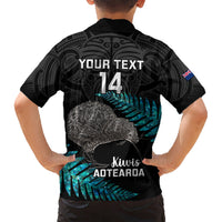 Custom New Zealand Silver Fern Rugby Kid Hawaiian Shirt Pacific 2023 Kia Haka Kiwis With Maori Ta Moko LT14 - Polynesian Pride