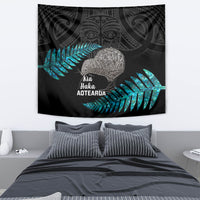 New Zealand Silver Fern Rugby Tapestry Pacific 2023 Kia Haka Kiwis With Maori Ta Moko LT14 - Polynesian Pride