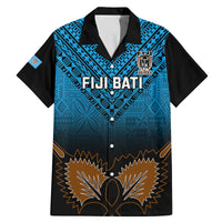 Custom Fiji Tapa Rugby Family Matching Mermaid Dress and Hawaiian Shirt Pacific 2023 Go Fijian Bati LT14 Dad's Shirt - Short Sleeve Blue - Polynesian Pride