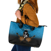 Fiji Tapa Rugby Leather Tote Bag Pacific 2023 Go Fijian Bati LT14 Blue - Polynesian Pride