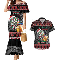 All I Want For Christmas Is Darts New Zealand Couples Matching Mermaid Dress and Hawaiian Shirt LT14 Black - Polynesian Pride