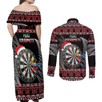 All I Want For Christmas Is Darts New Zealand Couples Matching Off Shoulder Maxi Dress and Long Sleeve Button Shirt LT14 - Polynesian Pride
