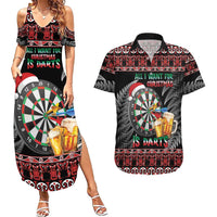 All I Want For Christmas Is Darts New Zealand Couples Matching Summer Maxi Dress and Hawaiian Shirt LT14 Black - Polynesian Pride