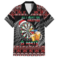 All I Want For Christmas Is Darts New Zealand Family Matching Off Shoulder Maxi Dress and Hawaiian Shirt LT14 Dad's Shirt - Short Sleeve Black - Polynesian Pride