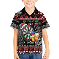 All I Want For Christmas Is Darts New Zealand Family Matching Off Shoulder Maxi Dress and Hawaiian Shirt LT14 Son's Shirt Black - Polynesian Pride