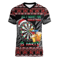 All I Want For Christmas Is Darts New Zealand Women V-Neck T-Shirt LT14 Female Black - Polynesian Pride