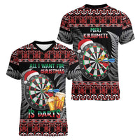 All I Want For Christmas Is Darts New Zealand Women V-Neck T-Shirt LT14 - Polynesian Pride