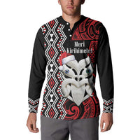 Personalised New Zealand Christmas Button Sweatshirt Meri Kirihimete Maori Wheku - Taniko Art LT14 - Polynesian Pride