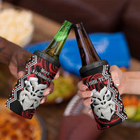 Personalised New Zealand Christmas 4 in 1 Can Cooler Tumbler Meri Kirihimete Maori Wheku - Taniko Art LT14 - Polynesian Pride