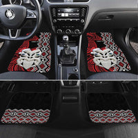 Personalised New Zealand Christmas Car Mats Meri Kirihimete Maori Wheku - Taniko Art LT14 Set 4pcs Black - Polynesian Pride