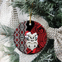 Personalised New Zealand Christmas Ceramic Ornament Meri Kirihimete Maori Wheku - Taniko Art LT14 - Polynesian Pride