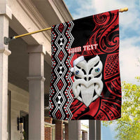 Personalised New Zealand Christmas Garden Flag Meri Kirihimete Maori Wheku - Taniko Art LT14 House Flag Black - Polynesian Pride