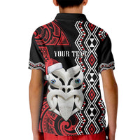 Personalised New Zealand Christmas Kid Polo Shirt Meri Kirihimete Maori Wheku - Taniko Art LT14 - Polynesian Pride