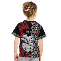 Personalised New Zealand Christmas Kid T Shirt Meri Kirihimete Maori Wheku - Taniko Art LT14 - Polynesian Pride