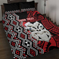 Personalised New Zealand Christmas Quilt Bed Set Meri Kirihimete Maori Wheku - Taniko Art LT14 Black - Polynesian Pride
