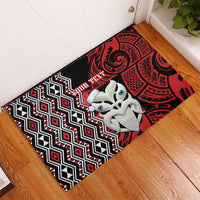 Personalised New Zealand Christmas Rubber Doormat Meri Kirihimete Maori Wheku - Taniko Art LT14 - Polynesian Pride