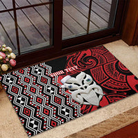 Personalised New Zealand Christmas Rubber Doormat Meri Kirihimete Maori Wheku - Taniko Art LT14 - Polynesian Pride