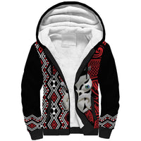 Personalised New Zealand Christmas Sherpa Hoodie Meri Kirihimete Maori Wheku - Taniko Art LT14 Unisex Black - Polynesian Pride