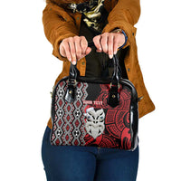 Personalised New Zealand Christmas Shoulder Handbag Meri Kirihimete Maori Wheku - Taniko Art LT14 One Size Black - Polynesian Pride