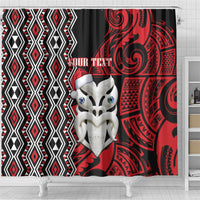 Personalised New Zealand Christmas Shower Curtain Meri Kirihimete Maori Wheku - Taniko Art LT14 - Polynesian Pride