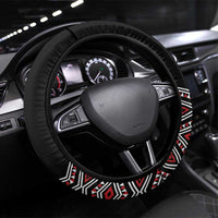New Zealand Christmas Steering Wheel Cover Meri Kirihimete Maori Wheku - Taniko Art LT14 Universal Fit Black - Polynesian Pride