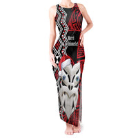 Personalised New Zealand Christmas Tank Maxi Dress Meri Kirihimete Maori Wheku - Taniko Art LT14 Women Black - Polynesian Pride