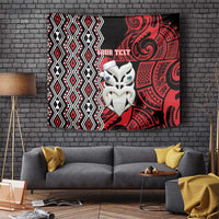 Personalised New Zealand Christmas Tapestry Meri Kirihimete Maori Wheku - Taniko Art LT14 Black - Polynesian Pride