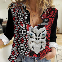Personalised New Zealand Christmas Women Casual Shirt Meri Kirihimete Maori Wheku - Taniko Art