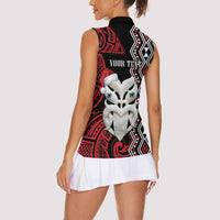 Personalised New Zealand Christmas Women Sleeveless Polo Shirt Meri Kirihimete Maori Wheku - Taniko Art LT14 - Polynesian Pride